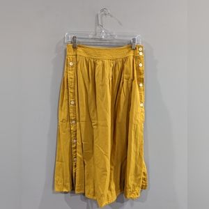 Yellow A-line/flowy Madewell skirt with buttons down the side